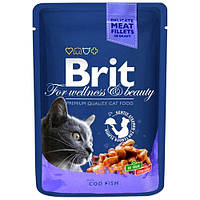 Brit Premium Cat (пауч) Кусочки в соусе с ТРЕСКОЙ для кошек / 100 гр