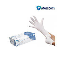 Рукавиці нітрилові медичні S.T. Platinum White текстура, розмір "М", білі, пак/50 пар MEDICOM (Малайзія)