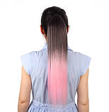 Шиньйон чорно-сірий омбре прямий хвіст на стрічці, фото 2