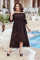 Платье большого размера So StyleM с кружевом Черное 48/50