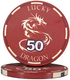 Керамічна фішка "Lucky Dragon" номінал 50