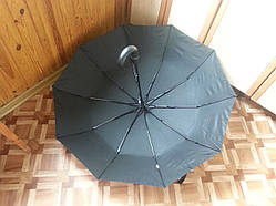 Парасолька чорний 10 спиць шкіряна ручка Гачок