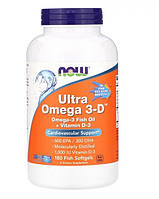 Now Foods, Ultra Omega 3-D, 600 ЭПК / 300 ДГК, 180 рыбных капсул