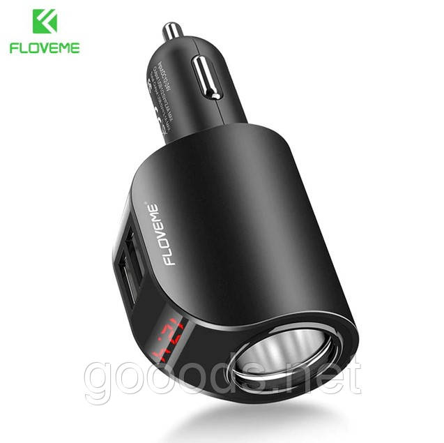 Зарядний пристрій в прикурювач на 2 USB, 5 В, 3.1 А Floveme