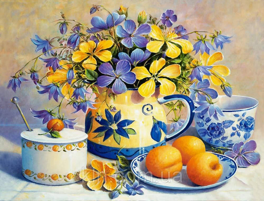 Алмазна вишивка на дерев'яному підрамнику 50 х 40 см Квіткова симфонія (арт. TN918), фото 1