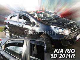 Дефлектори вікон (вітровики) Kia Rio 2011+ HTB (вставні, 4 шт.) (HEKO)