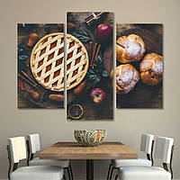 Модульна картина IDEAPRINT "Натюрморт з випічкою". 3, 70, 60