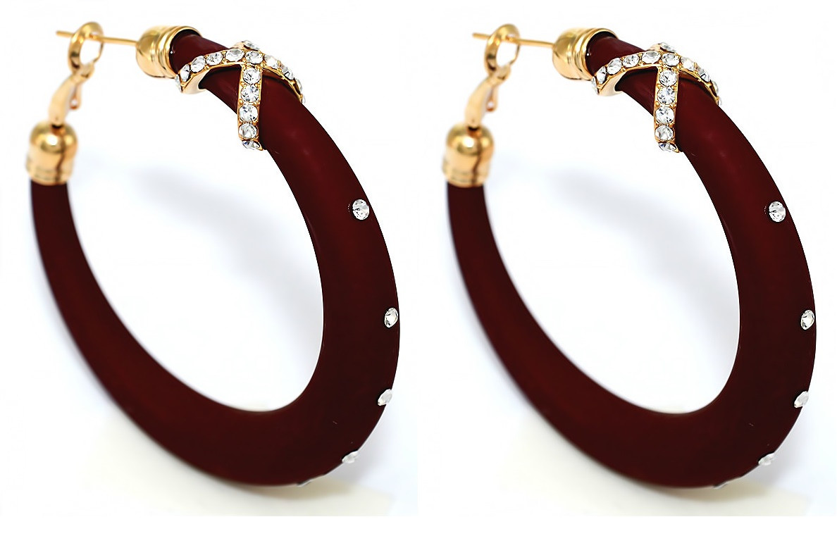 Сережки-кільця. Камені: циркон. Діаметр: 50 мм.