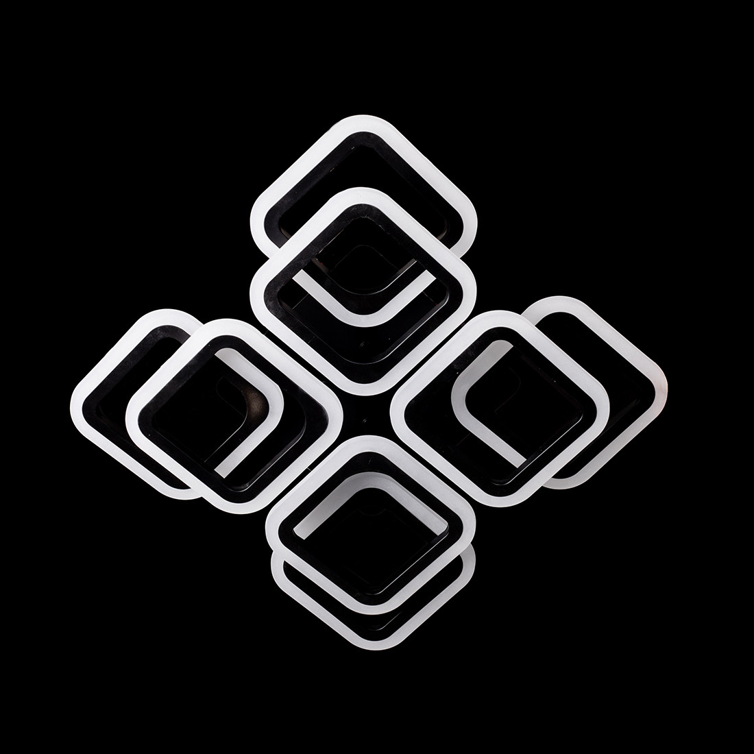 Люстра світлодіодна з пультом на 4 режими квадрати чорні для зали, спальні, фото 1