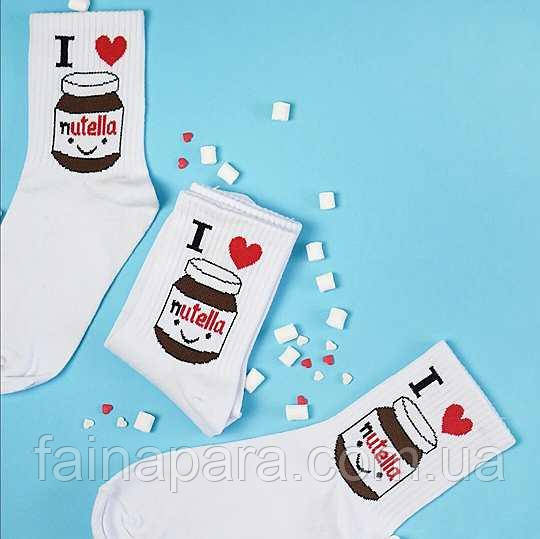 Білі жіночі бавовняні шкарпетки Nutella