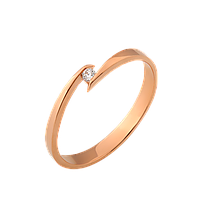 Красивое золотое кольцо Слияние с маленьким белым фианитом посередине