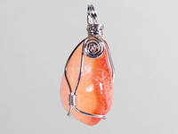 Кулон Камень Сердолик Обрамление Серебристый металл В size 4,5х2х1,5 см Оранжево-красный (16881)