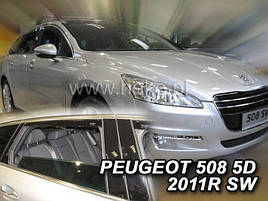 Дефлектори вікон (вітровики) Peugeot 508 2011+ 5D (вставні, 4шт) SW (Heko)