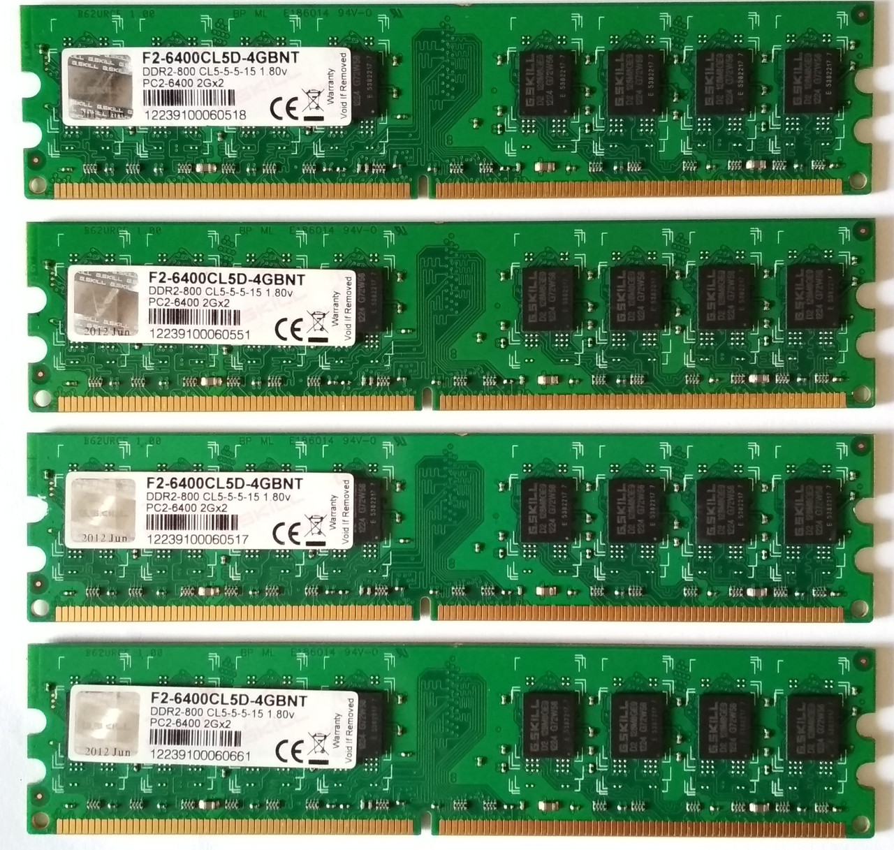 8GB 4*2GB DDR2 RAM PC2 6400U 800 CL5 G.Skill Оперативна пам'ять