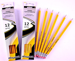 Олівець графітний Marсо 12 шт НВ шестигранний з гумкою Пегашка 1021-12СВ