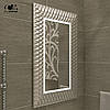 Прямокутне настінне дзеркало з підсвіткою у ванну в білій рамі Daone P2, фото 6