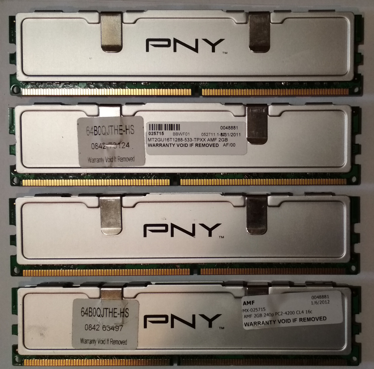 8GB 4*2GB DDR2 RAM PC2 4200U 533 CL4 PNY Оперативна пам'ять