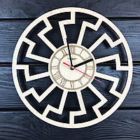 Оригинальные деревянные часы на стену «Черное солнце»