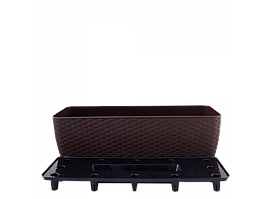 Вазон "Ротанг" з вставкою балконний 10л 50*18см. (темно коричневий)