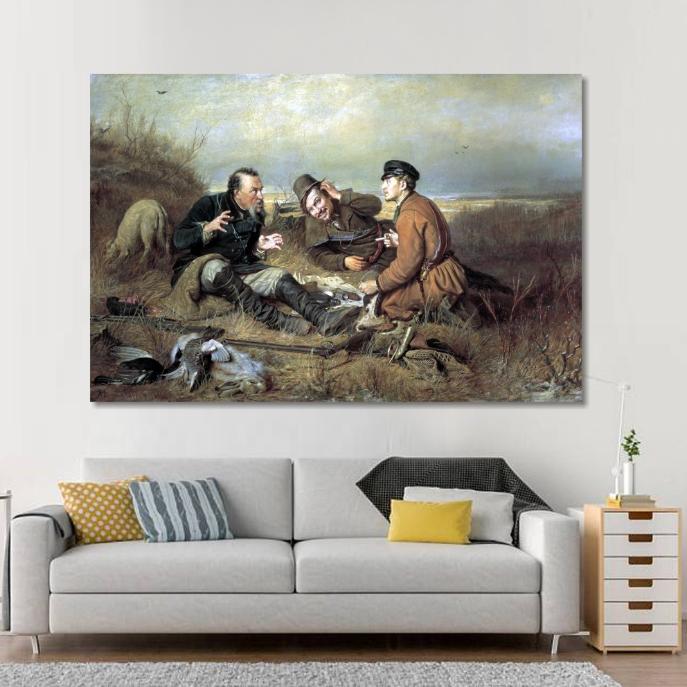 Картина IDEAPRINT "Мисливці на привалі", Василь Перов, фото 1