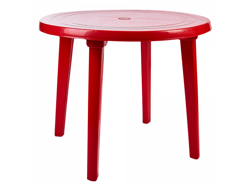 Стіл круглий пластиковий 90*72см червоний Алеана