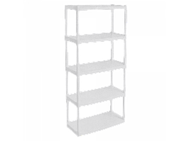 Стелаж універсальний пластиковий на 5 секцій 82*37*180см білий флок Алеана