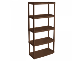 Стелаж універсальний пластиковий на 5 секцій 82*37*180см темно-коричневий Алеана