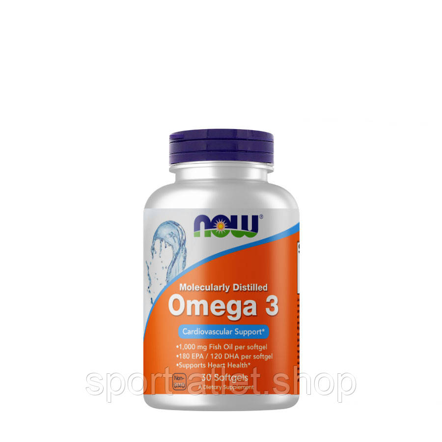 Жирні кислоти NOW Omega-3, 30 капсул, фото 1