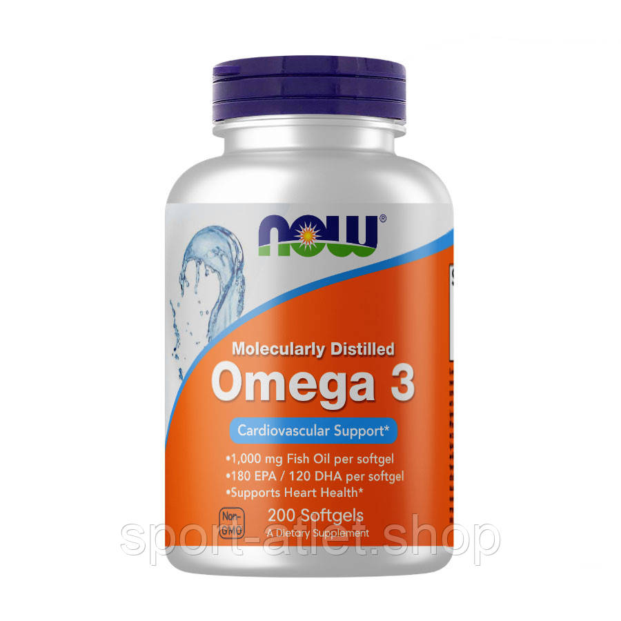 Жирні кислоти NOW Omega-3, 200 капсул, фото 1