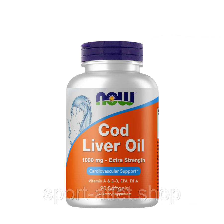Жирні кислоти NOW Cod Liver Oil 1000 mg, 90 капсул, фото 1