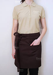 Костюм уніформа для офіціанта. Сорочка-поло и коричневий фартух мод.060
