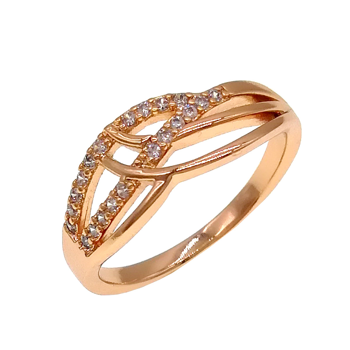 Кільце Xuping з медичного золота, білі фіаніти, позолота 18K, 11874 (20)