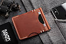 Гаманець чоловічий затиск для грошей з контрастним рядком рудого відтінку CRACKER коньячний, фото 5