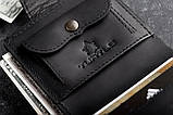 Міні гаманець чоловічий з натуральної шкіри на кнопку TURTLE black чорний, фото 5