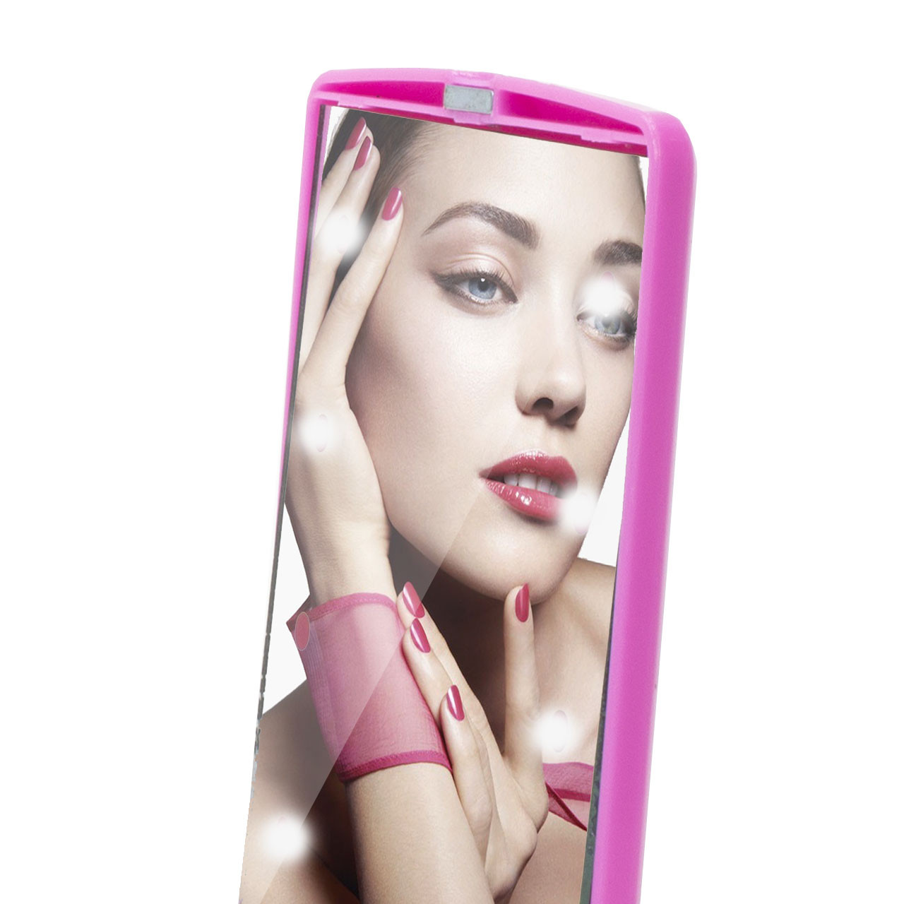 Зеркало складное Travel Mirror с LED подсведкой для макияжа Pink (3377-9876) - фото 7 - id-p1161753855