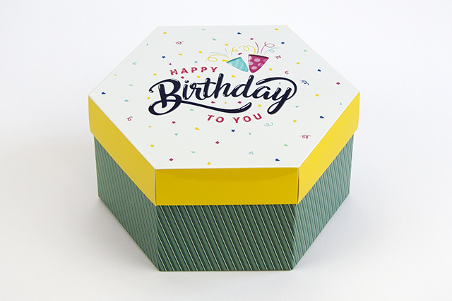 Коробка "Шестгранник" М0066-о1, "Happy birthday"