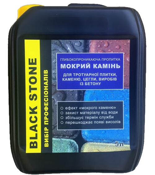 Black Stone — просочення для тротуарної плитки, ефект мокрого каменю, 10 л