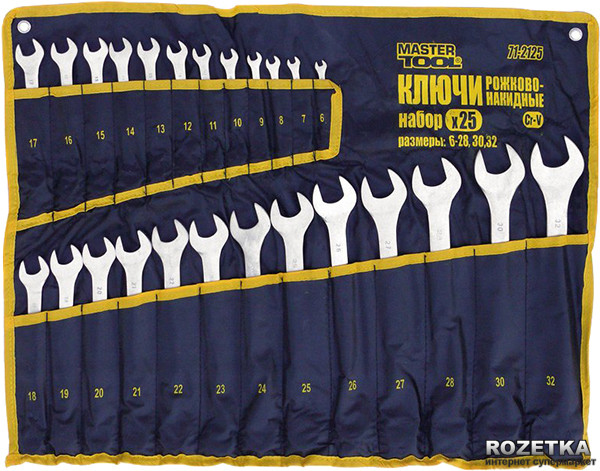 Набір ключів рожково-накидних Mastertool 25 предметів (71-2125)