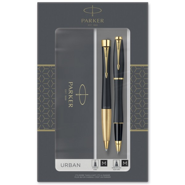 Набір ручок Parker URBAN Muted Black GT RB + BP в подарунковій упаковці DUOSETS (20 282Чb19)