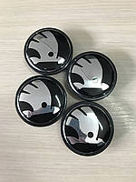 Колпачки заглушки в диски Skoda/Шкода 3B7 601 171 65/56/12 мм.Черные/Хром