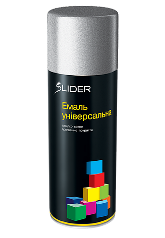 Аерозольна універсальна фарба SLIDER 400мл 9006 Срібляста, фото 1