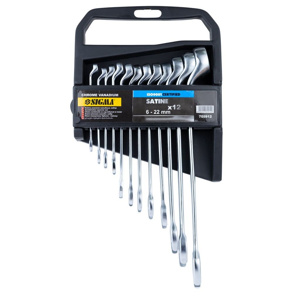 Ключі рожково-накидні глибокі 12шт (7-15, 17, 19, 22мм) CrV polished SIGMA (6010241), фото 1