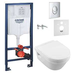 Підвісний унітаз VILLEROY & BOCH ARCHITECTURA Directflush + інсталяція Grohe + кнопка Skate Air, фото 1