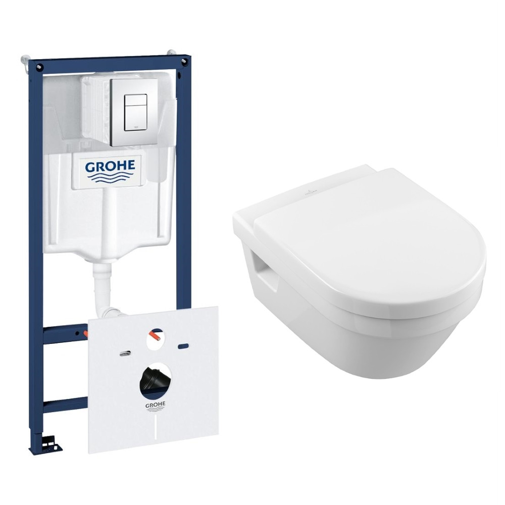 Підвісний унітаз VILLEROY & BOCH ARCHITECTURA Directflush + інсталяція Grohe Rapid SL + кнопка з Grohe fresh