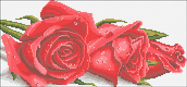 АМП-134. Набір алмазної мозаїки Троянди в крапельках роси. 20х43см, фото 1