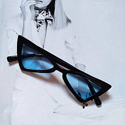 Дитячі трикутні стильні окуляри сонцезахисні чорний з блакитним
