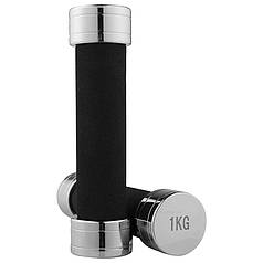 Фитнес гантель хромированная 1кг с неопреновой защитой на ручке 1шт.