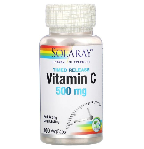 Вітамін С 500 Vitamin C Solaray, 500 мг, 100 капсул