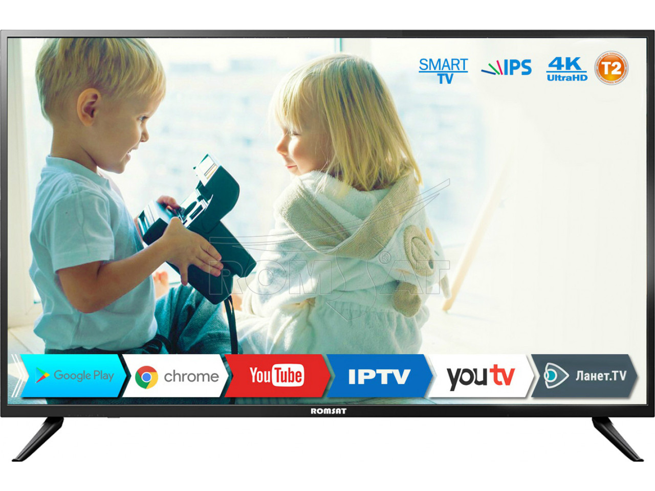 Телевізор Romsat екран 43" 969х567х83 мм SMART TV 43USK1810T2 Black