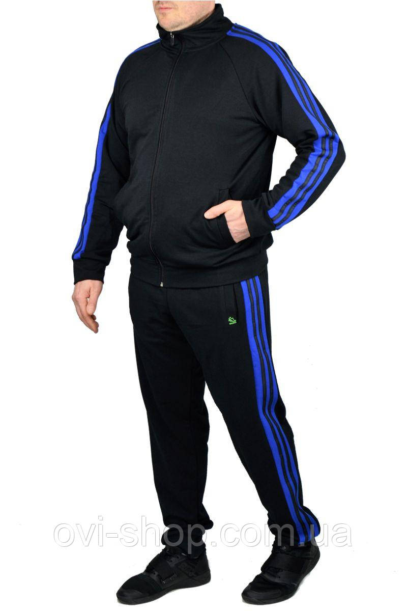 Чоловічий спортивний костюм 040 чорний вставка синя
